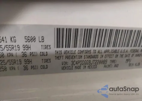 2018 Dodge Journey Crossroad Awd z USA, uszkodzony, nr VIN 3C4PDDGG9JT220089